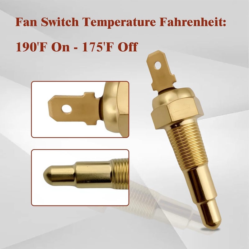 repustor Thermostat Fan Switch, 190'F On - 175'F Off, Automotive Engine Electric Radiator Cooling Fan Temperature Switches Sensor 1/8" NPT - Image 4